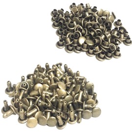 Craft Parts Shop Caulking Double Sided Small Head 0.2 inch (6 mm) Foot 0.3 inch (7.5 mm) Antique 100 Pieces Leather Craft