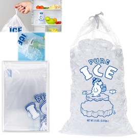 Ice Cube Bags Ice Bags with Drawstring - Heavy Duty 8 lb Capacity | Reusable & Durable Ice Cube Bags for Freezer Storage & Ice Machines-10pcs