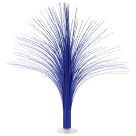 Beistle Metallic Blue Spray Centerpieces – 3-Pack 19" Tinsel Burst Table Decorations with Clear Base for Graduation Parties, Baby Showers, Birthdays, and Patriotic Celebrations