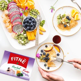 FITNE Black Currant Herbal Green Tea Fruity Scent With Garcinia Senna Infusion Gentle Detox Cleansing Boost Antioxidant Wellness Tea No Calories, 15 Tea Bags