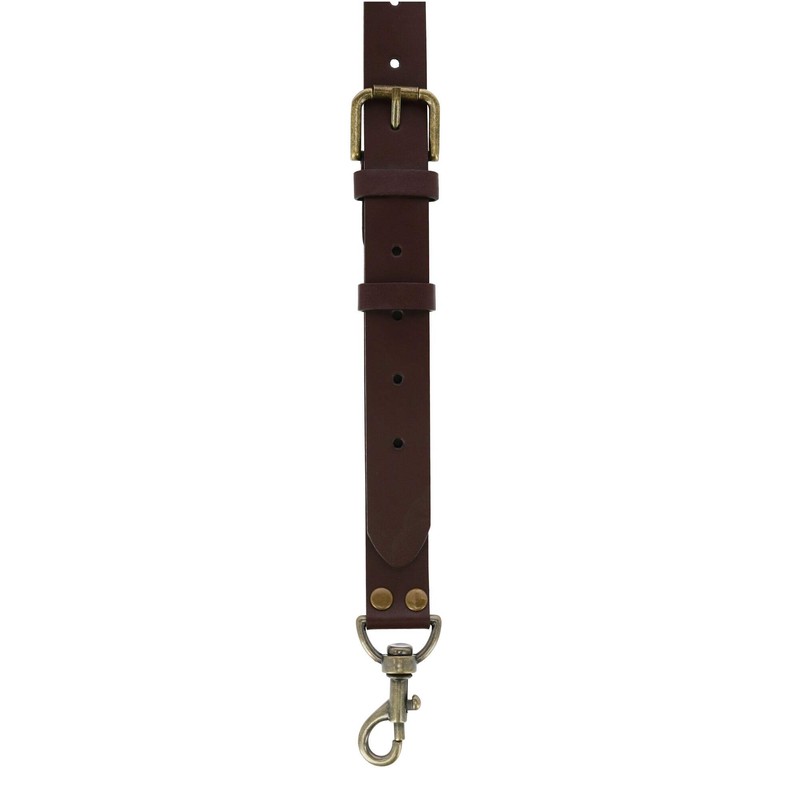 CTM Men's Coated Leather Buckle Strap Suspenders with Metal Swivel