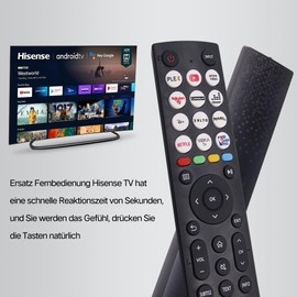 Replacement Remote Control Hisense Vidda UHD Smart 4K TVs with 12 Shortcut Buttons, No Configuration Required