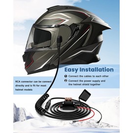 LUPING Heated Shield Cord Snowmobile Helmet Heated Face Shield Cord Replacement Electric Shield Wire for CX950 Helmets 47-975 59-975C 0133-0098 with RCA Connector Tight Heated Shield Kit