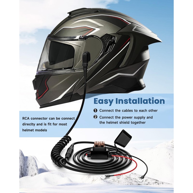 LUPING Heated Shield Cord Snowmobile Helmet Heated Face Shield Cord