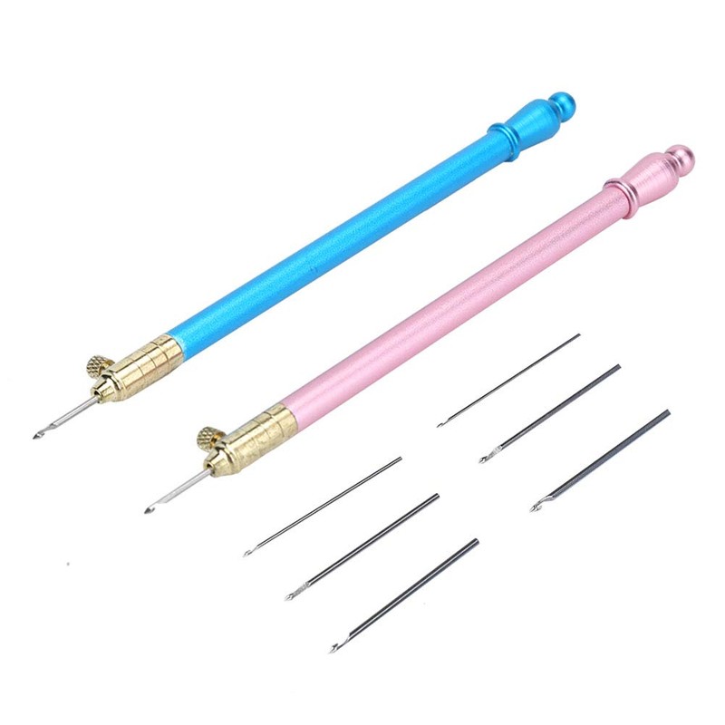 2Pcs Crochet Hooks with 6 Needles, Tambour Embroidery Beading Sequins