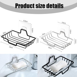 2 Pcs Soap Dish Holder, No Drilling, 304 Rustproof Stainless Steel Wall Mounted Soap Holder Soap Tray for Shower, Bathroom, Tub and Kitchen Sink, Square
