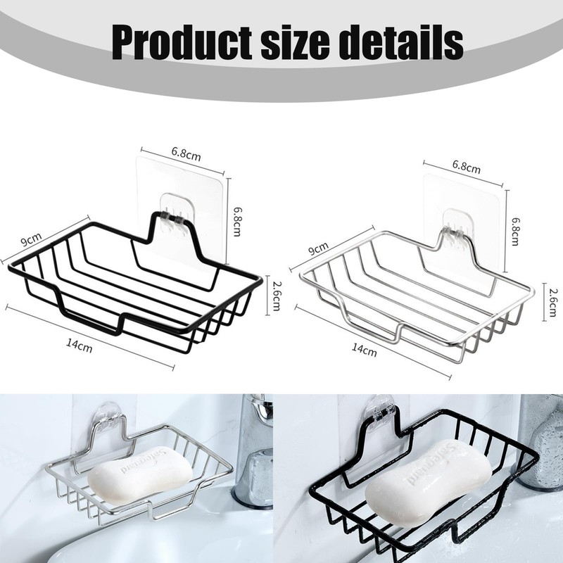 2 Pcs Soap Dish Holder, No Drilling, 304 Rustproof Stainless