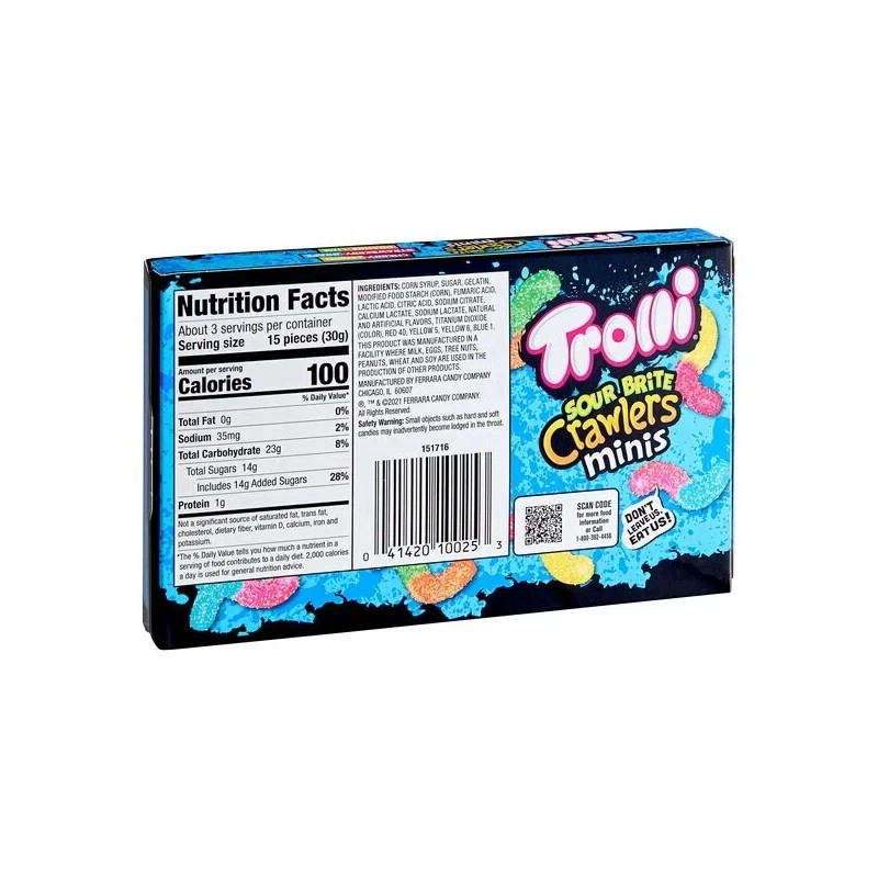 Trolli Mini Sour Brite Crawlers 3.5 oz. Box - 12/Case