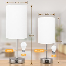 AKASUKI 18Inch Table Lamp with Dual Charging Station, 3 Way Dimmable Touch Lamp for Bedroom, Living Room, Office(LED Bulb Included)