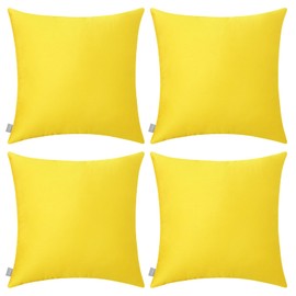 4-Pack Cotton Comfortable Solid Decorative Throw Pillow Case Square Cushion Cover Pillowcase (Cover Only,No Insert) (18x18 inch/ 45x45cm, Lemon Yellow)
