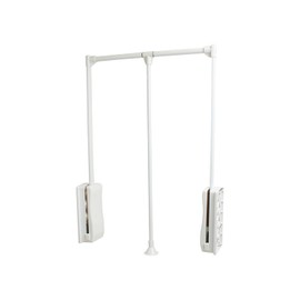 Hafele Pull Down Closet Rod, 26 lbs Load Capacity, Ergonomic Handle, Adjustable Width, White (35 1/16" - 47 5/8”)