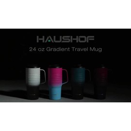 HAUSHOF 24 oz Travel Mug Cup with Handle Stainless Steel Double Wall Travel Mugs