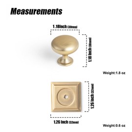 Goo-Ki Champagne Bronze Zinc Alloy Cabinet Knob with Backplate - Single Hole Center Cabinet Pull Hardware for Bedroom, Kitchen, 6 Pack（8611-F32）