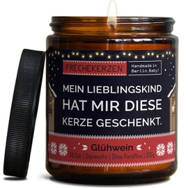 Lustige Duftkerze mit Spruch für Mama & Papa | Handgemacht aus Sojawachs | In Geschenkbox | Nachhaltiges Valentinsgeschenk für Eltern, Vater, Vatertag, Mutter, Muttertag |Glühwein
