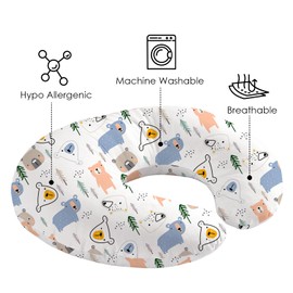 Little Grape Land Nursing Pillow Cover, 2 Pack Breast Feeding Pillow Cover Fit Standard Nursing Pillows, Soft Removable Covers Slipcovers for Breastfeeding Pillows for Baby Girl(Bear)