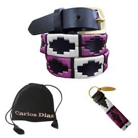 Carlos Diaz Boys Girls Kids Childrens Premium Unisex Brown Leather Embroidered Designer Polo Belt