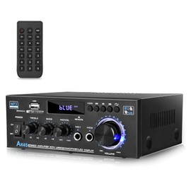 Daakro AK45 Amplifier Stereo Receiver Bluetooth 5.0 Power Amp 2 Channel 300W Home Audio Amplifier w/USB/SD Card/BT/Mic Input for Home/Garage/Ceiling/Passive Speaker Theater System