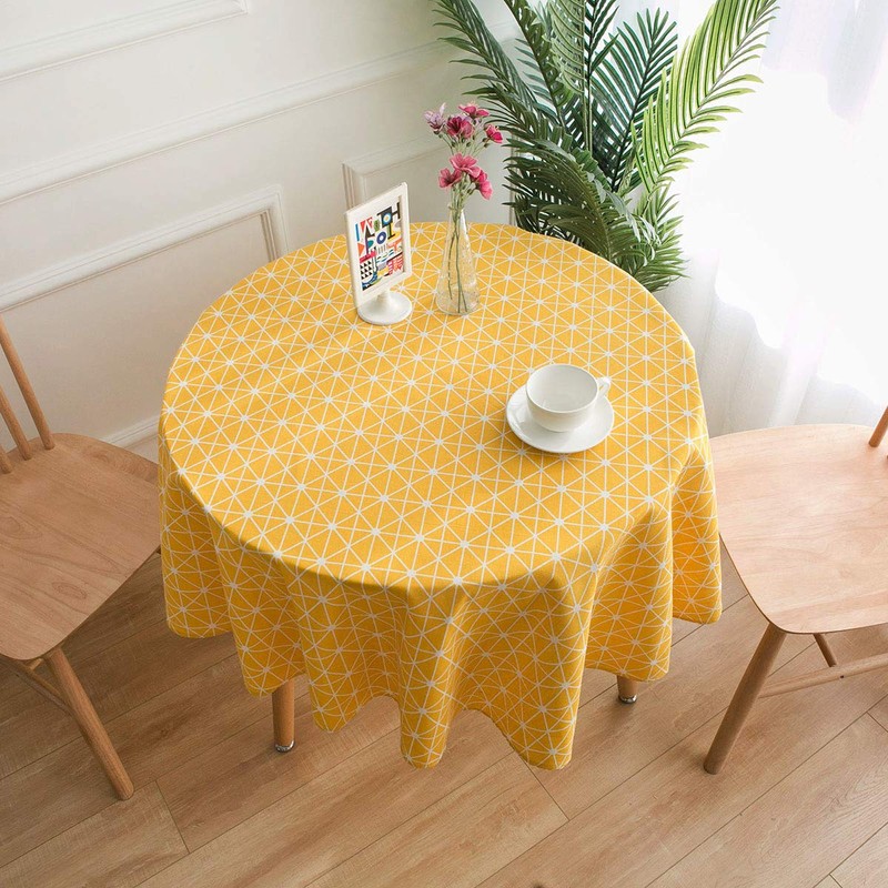 NATUCE Round Tablecloths, 150 cm Simple Tablecloth Dustproof Cotton Linen