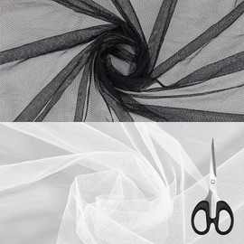 4pcs 1.6M Mesh Slightly Fabric Breathable Netting Sheer Tulle Fabric by The Yard Soft Solid Mosquito Polyester Net for Sewing Making Crafts Wedding Dresses Clothes Decor Supply