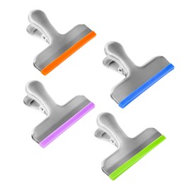 Coideal Food Storage Bag Clips, 8 Pcs Large Freezer Bag Clips 3 Inch Big Metal Chip Coffee Bag Clips with Rubber for Kitchen