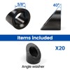 Muzata 20 Pack 3/8" ID Black Cable Railing Angle Washer