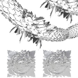 DERAYEE 2 Pack Christmas Hanging Decorations, 9Ft Foil Garland Festive Hanging Decorations for Xmas New Year Party Supplies (Sliver)