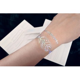 Tatuaje temporal holográfico decorativo de pulseras y mandalas 1 paquete con 6 planillas de