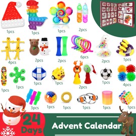 Edmirfun 2024 Fidget Toy Set Advent Calendar - 41pc Stress Relief Toys for Kids' Play Calendar, Christmas Countdown gift for kids Sensory Fidget Toys Set, Surprise Gifts Xmas Present for Kids