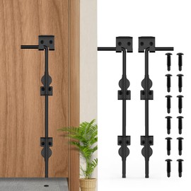 AHYYN 18" Cane Bolt Heavy-Duty Drop Rod for Gate, Heavy Duty Gate Latch for Wooden Fence Metal Gates, Vinyl Fence Gate Land Latch, Floor Latch for Fixing Door to The Ground, Black Coating, 2 Pack