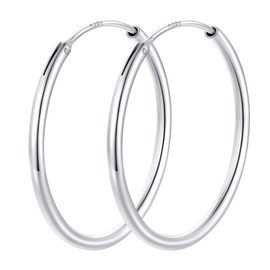 FOCALOOK Women's Hoop Earrings 30 mm/50 mm/70 mm 925 Sterling Silver Circle Hoop Earrings Classic Round Statement Earrings Hoop Earrings Accessory for Women Girls, Sterling Silver, No Gemstone