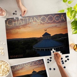 Chattanooga, Tennessee, Carousel Sunset in Coolidge Park (1000 Piece Puzzle, Challenging Jigsaw Puzzle for Adults, Made in USA)
