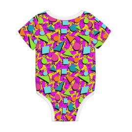 AuHomea Retro 80s 90s Newborn Baby Romper Clothing Cute Infant Short Sleeve Baby Climbing Clothes Outfit For 6-9m Boys And Girls