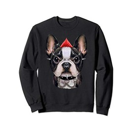 Cute French Bulldog in Punk Rock Style Sweatshirt