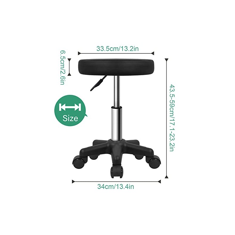 FURWOO Round Rolling Stool Height Adjustable Stool with Wheels for