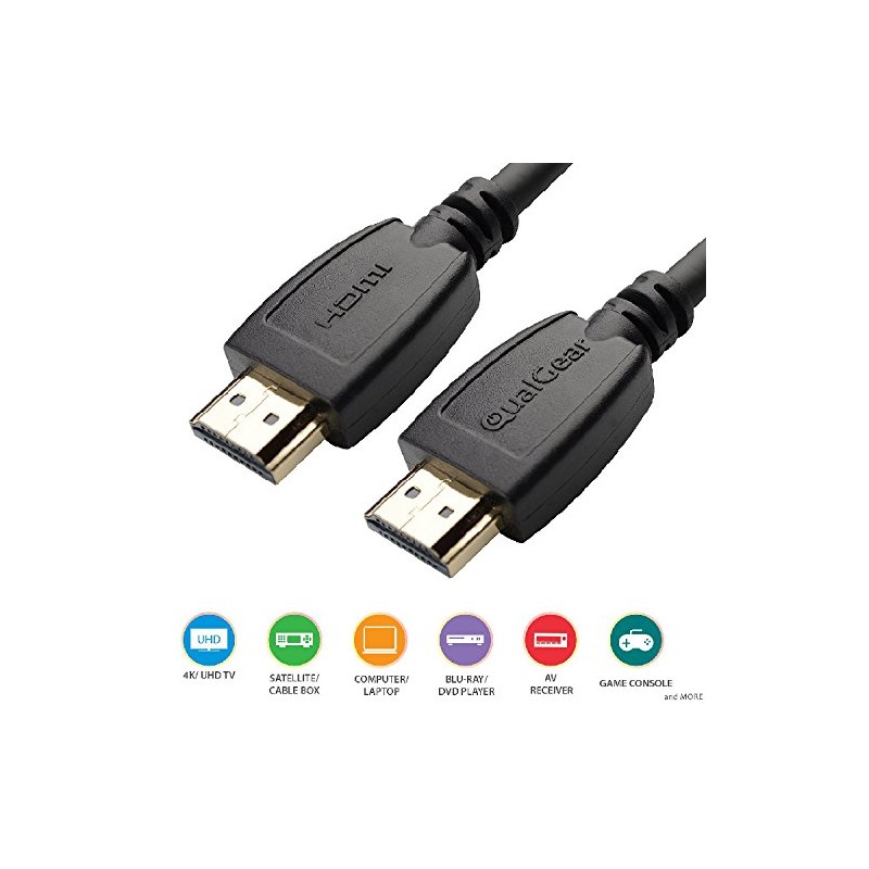 QualGear 12' High Speed HDMI 2.0 Cable with Ethernet Black