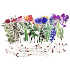 PRETTYLIFE 96pcs Natural Flower Stickers Set - 48pcs Big 5.7" Clear Botanical Floral PET Sticker and 48pcs Vintage Love Quotes Papers for Scrapbook Junk Journal Planners Collage Laptop DIY Craft