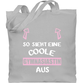 Shirtracer - Cotton Bag – First Day of School & First Day of School Gift Gym Bag – This Is What A Cool High School Student Looks Pink / White, 2 Light Grey