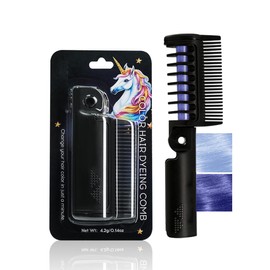 BEUKING Temporary Color Hair Dyeing Comb, Disposable Folding Hair Dye Comb, Washable Highly Pigmented Easy to Dye for Halloween Christmas Festivals DIY Party (#06 Light Blue)