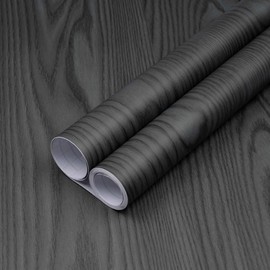 Abyssaly Wood Contact Paper, Thicken Natural Wood Peel and Stick Wallpaper for Cabinets, Self Adhesive Film Removable Vinyl Black Wallpaper for Shelf Liner Decor 17.7 in X 197 in