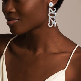 2025 New Years Earrings Rhinestone New Year's Eve Earrings Glitter Happy New Year Earring Party Jewelry Gifts