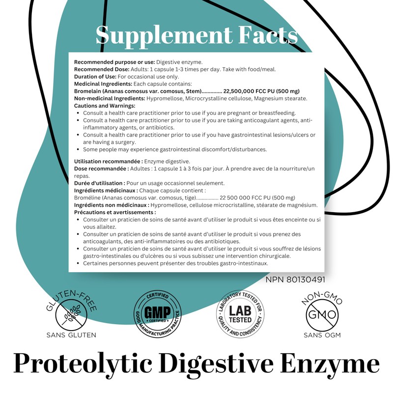 PUREFULLY Bromelain 3000 GDU/g 500mg, 90 capsules for Superior Digestive