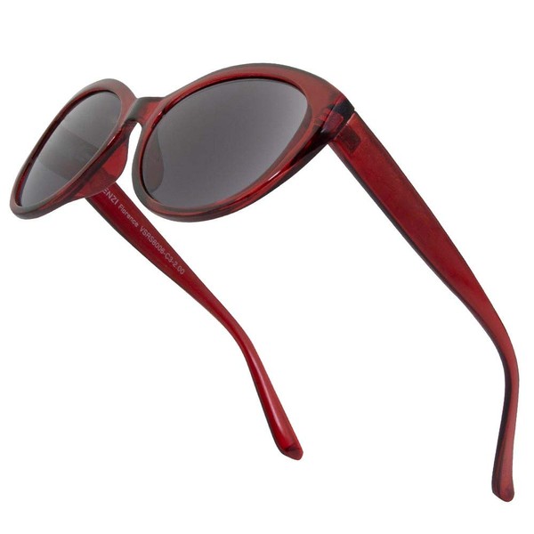 VITENZI Full Reader Sunglasses for Women, Cat Eye Tinted Reading with Built In Full Readers, Florence in Burgundy 1.50