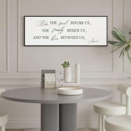 PEONIA 41" x 15" Bless The Food Before Us Wall Decor- Perfect Large Size Bless The Family Beside Us, And The Love Between Us Decor Wall Art Inspirational Kitchen Wall Decor (Black)