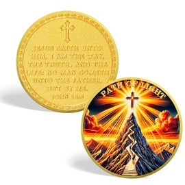 Tokenara Path of Light Christian Challenge Coin, John 14:6 Bible Verse Religious Token, Faith-Based Keepsake Inspirational Christian Gift for Men Women