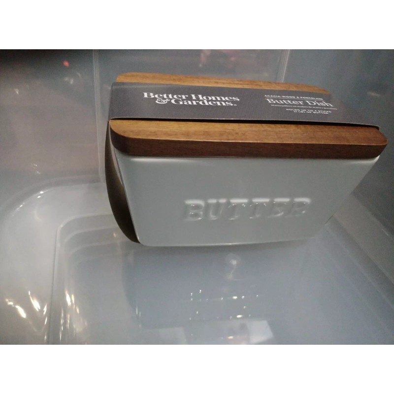 Better Homes & Gardens Porcelain Embossed White Butter Dish Acacia