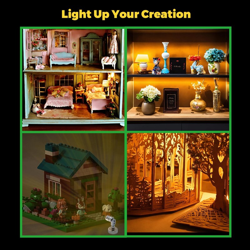 Suzeyar Metal Miniature LED Light,Tiny Spot Lights with Magnet Base,Battery