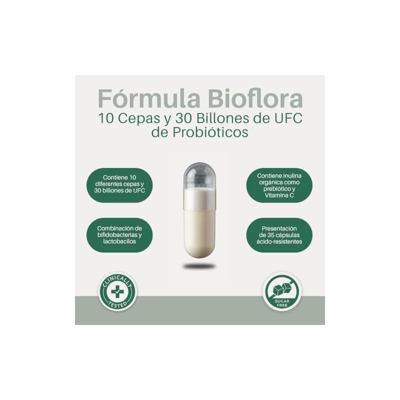 Probióticos 30 Billones, 10 Cepas, Apoyo Inmune Bioflora (120 Cápsulas)