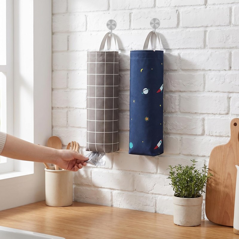 2 PCS Carrier Bag Storage, Wall Mount Plastic Bag Holder