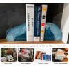 AMOYSTONE Teal Agate Geode Bookends, Unique Natural Crystal Book Holder