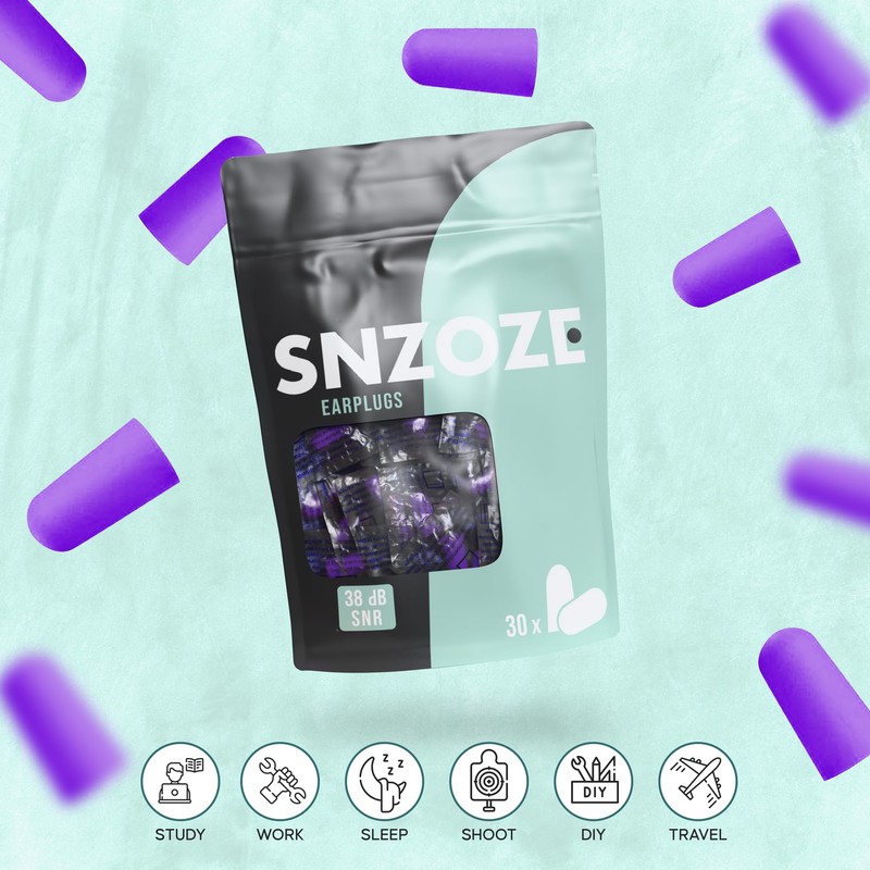 SNZOZE 30 Pairs Ultra Soft Foam Ear Plugs, Perfect for